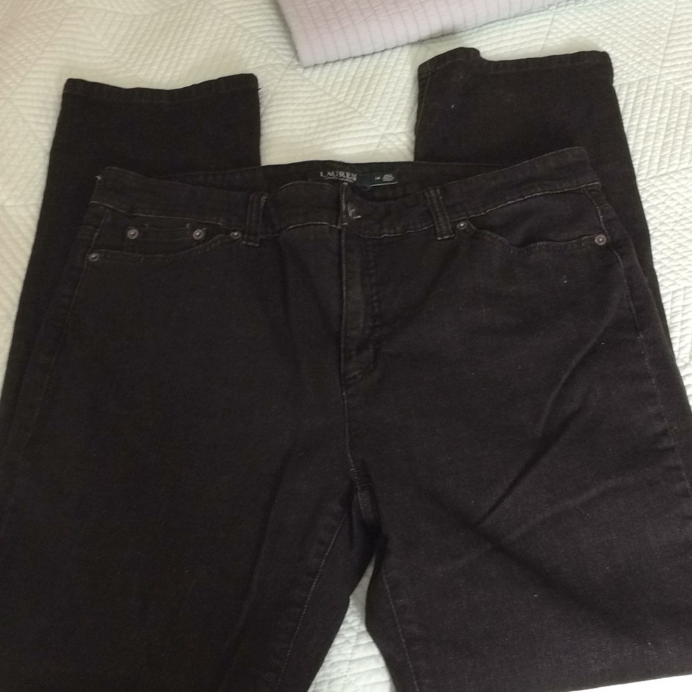 Lauren by Ralph Lauren Black Straight Legged Jeans